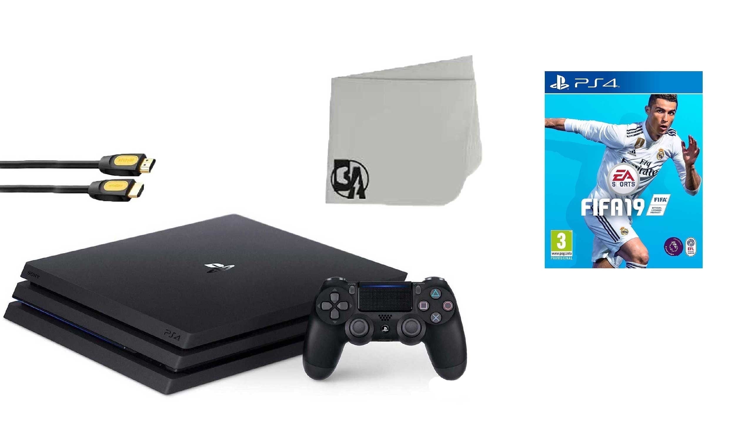Restored Sony PlayStation 4 PRO 1TB Gaming Console Black with FIFA-19 BOLT AXTION Bundle (Refurbished)
